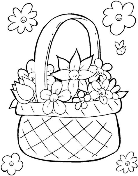 Flower Basket Colouring Pages At Free Printable