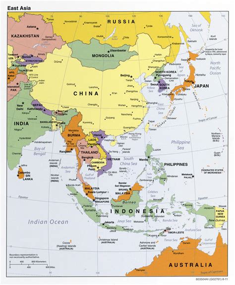 Mapa Grande Política Detallada De Asia Del Este 2011 Asia Del Este