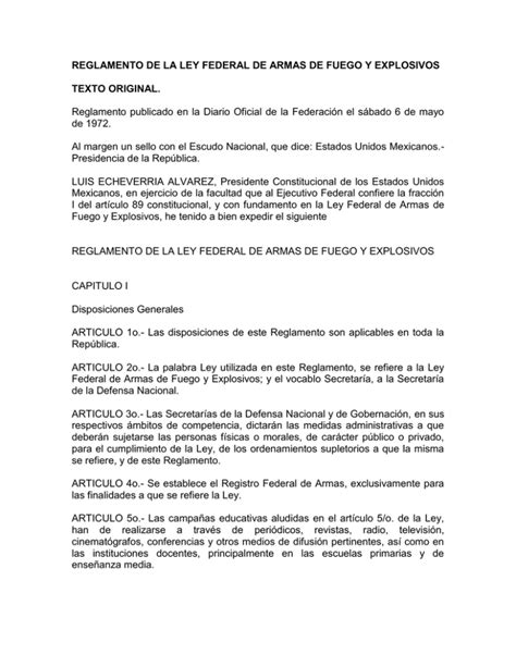 Reglamento De La Ley Federal De Armas De Fuego Y Texto Original