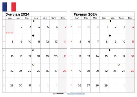 Calendrier Février 2024 France à Imprimer Gratuit