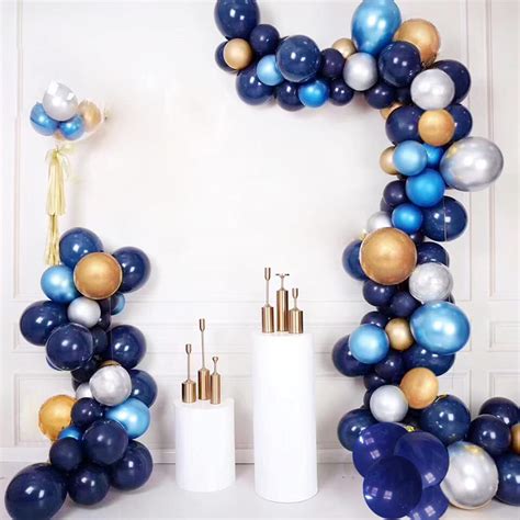 Buy Navy Blue White Balloons Garland Kit Shiny Star Gold Confetti