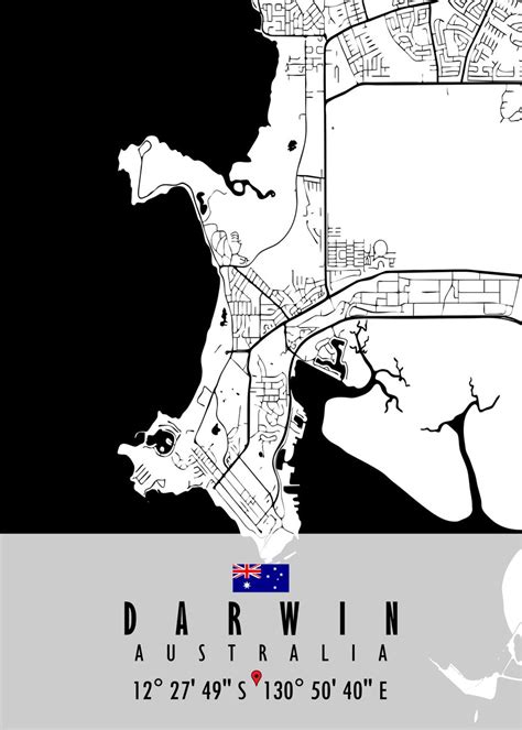 DARWIN MAP AUSTRALIA Poster Picture Metal Print Paint By Artistic