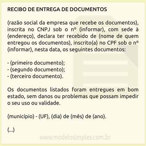 Modelo Comprovante De Entrega De Documentos Image To U