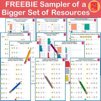 Adding Tenths And Hundredths Th Grade Fractions Freebie By Jeff S