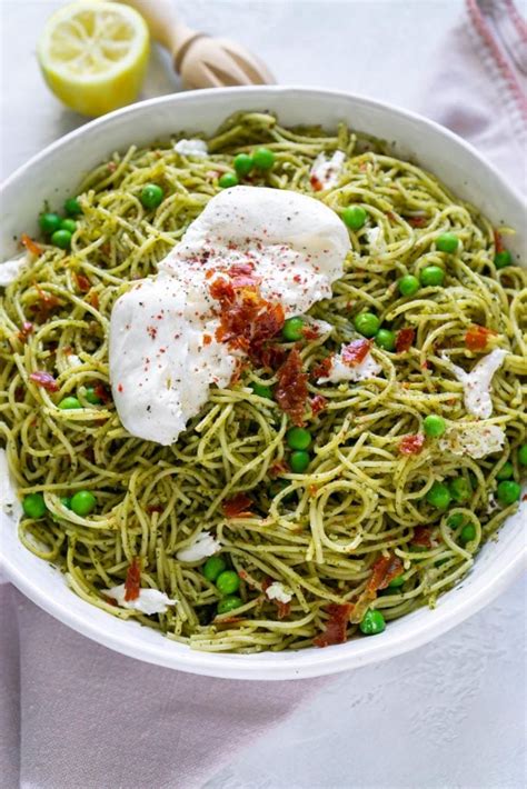 25 Minute Basil Mint Pesto Prosciutto Pasta With Burrata Jz Eats