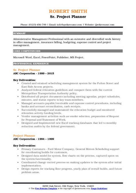 10 Project Planner Resume Samples And Templates For 2025