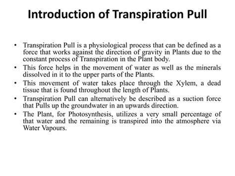 plant water relation, transpiration, root pressure and transpirational pull.pptx