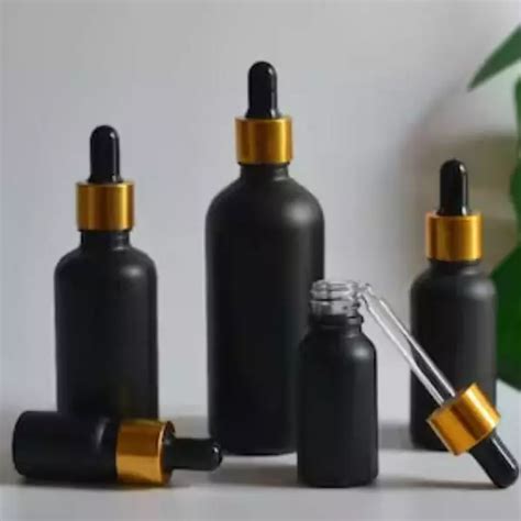 Matte Black Glass Bottle Dropper Black With Gold Neck Suppdock