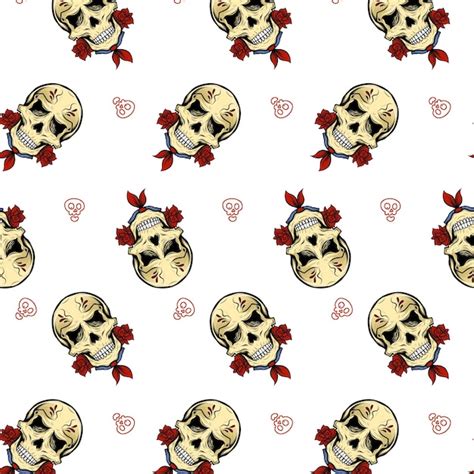 Premium Vector Skull And Rose Pattern Vector Illustration