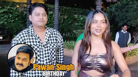 Manisha Rani With Brother Arrive At Pawan Singh Birthday Party Youtube