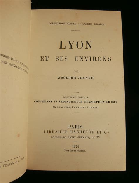 Guides Diamant Lyon Et Ses Environs Par Joanne Adolphe Librairie