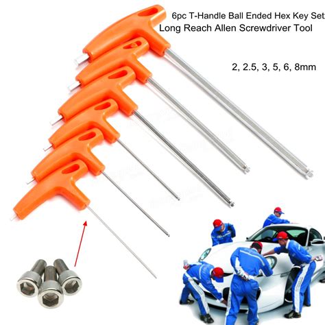 6pcs T Handle Ball Ended Hex Key Set Long Reach Allen Screwdriver Wrench Tool 22 53568mm Sale