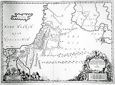 Map Of The Travels Of Abraham Isaac And Jacob 1652