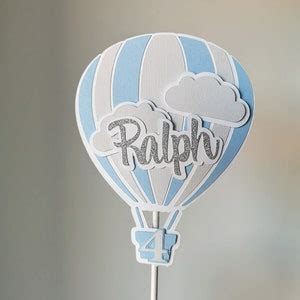 Hot Air Balloon Cake Topper Baby Shower Christening Baptism Etsy