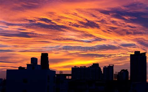 Sunrise at City of Bangkok, Thailand. Stock Photo - Image of orange, awesome: 102469048