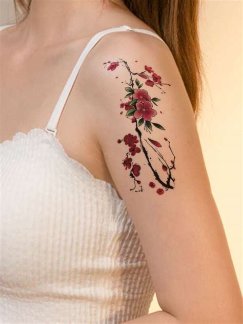 Sticker De Tatouages Feuille Motif Fleur Tatouages Temporaires Pour