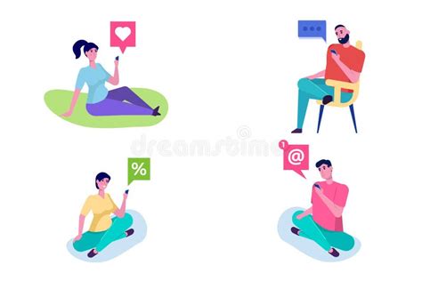 People Using Smartphones Social Network Concept Male Female