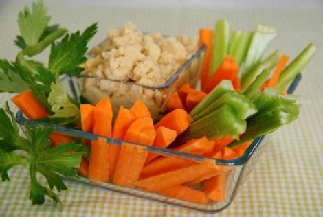 Carrot and Celery Sticks with Hummus | Fitat60.com