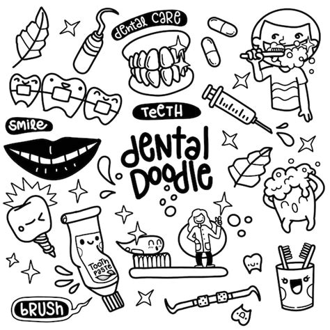 Premium Vector Dentist Doodle Concept Handdrawn Dental And