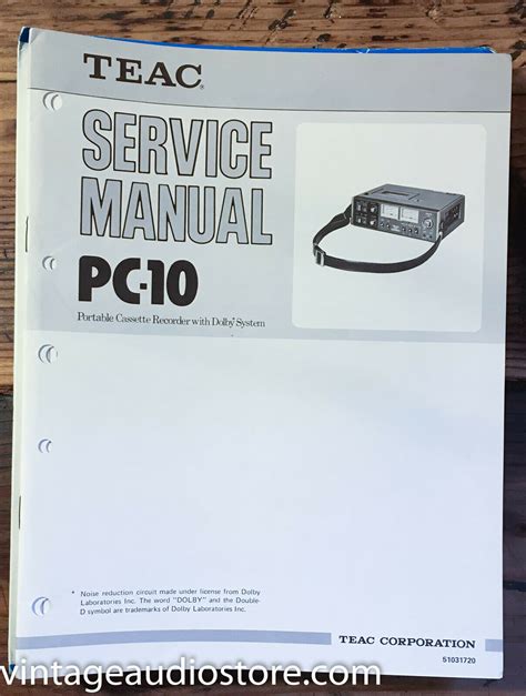 Teac PC-10 Recorder Service Manual *Original* - Vintage Parts & Accessories