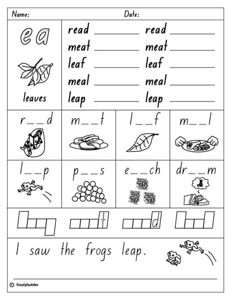 Long Ea Words Worksheet