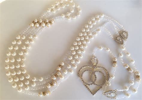 Non Catholic Swarovski Crystal Pearls Wedding Lasso Cream Ivory Color