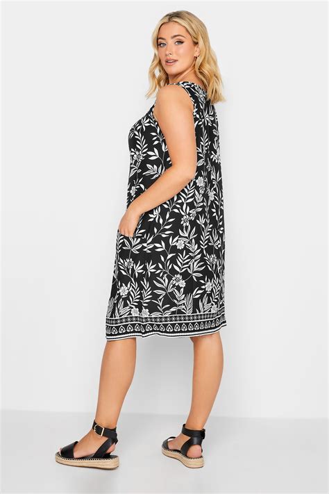 Yours Curve Plus Size Black Floral Midi Dress Yours Clothing