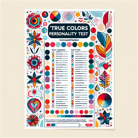 Free True Colors Personality Test Printable Colorful Personality