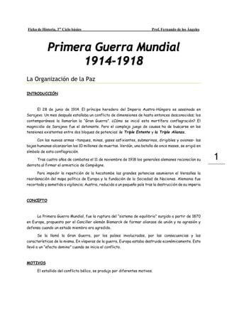 Ficha De Historia Primera Guerra Mundial PDF