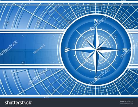 Blue Background Compass Rose Vector Eps Stock Vector Royalty Free