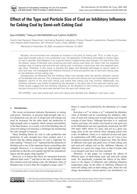 Pdf Effect Of The Type And Particle Size Of Coal On Inhibitory