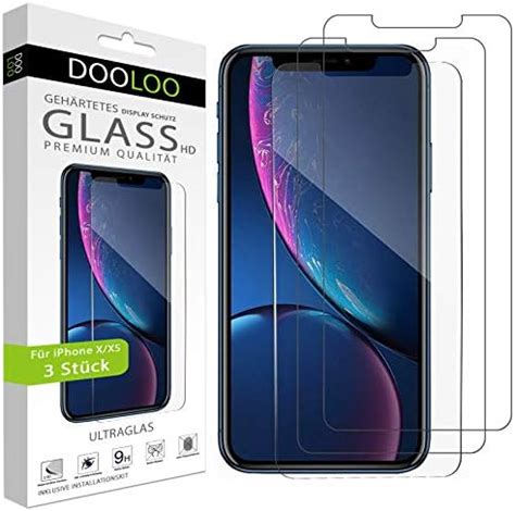 Dooloo Ultraglas HD Panzerglas 3 Stück kompatibel mit iPhone XS