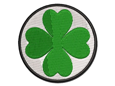 Four Leaf Clover Lucky Solid Multi Color Embroidered Iron On Or Hook And Loop Patch Applique