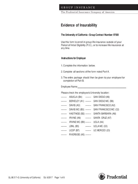 Fillable Online Evidence Of Insurability Long Form Pdf Fax Email Print