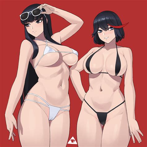 Rule 34 2girls Belly Button Big Breasts Bikini Black Bikini Black Hair Black Swimsuit Blue