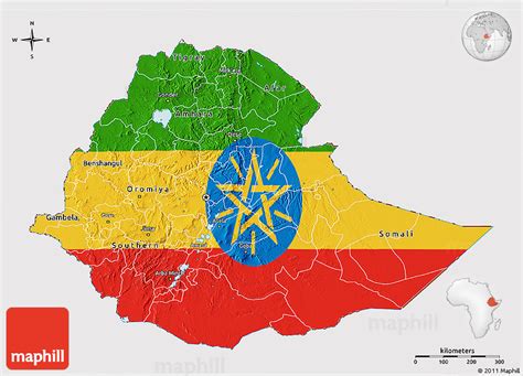 Flag 3D Map of Ethiopia