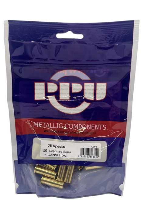 Ppu Unprimed Brass Cases 38 Special 50 Pack