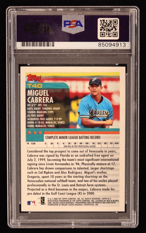 Miguel Cabrera Signed Topps Traded T Rc Psa Auto