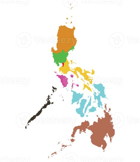 Philippines map. Map of Philippines in eight mains regions 36283243 PNG