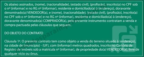 Modelo De Contrato De Compra E Venda De Terreno Para Imprimir Modelos