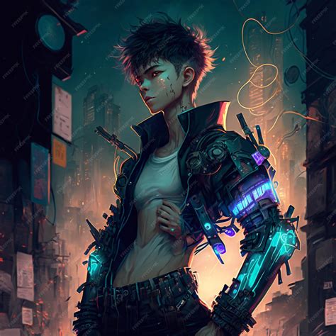 Premium Photo | Anime style illustration of a man with a futuristic ...