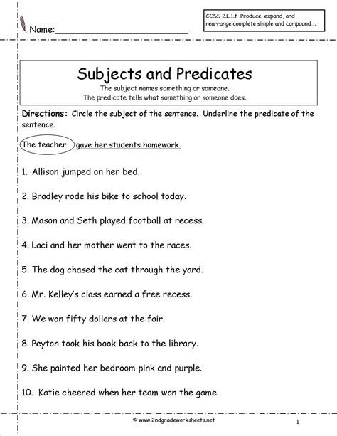 Subject Predicate Exercises