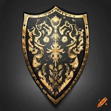 Black And Gold Crest Shield With Dark Souls Style Design On Craiyon