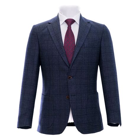 Blue Brown Check Patch Pocket Jacket Esclot Suit Tailors London