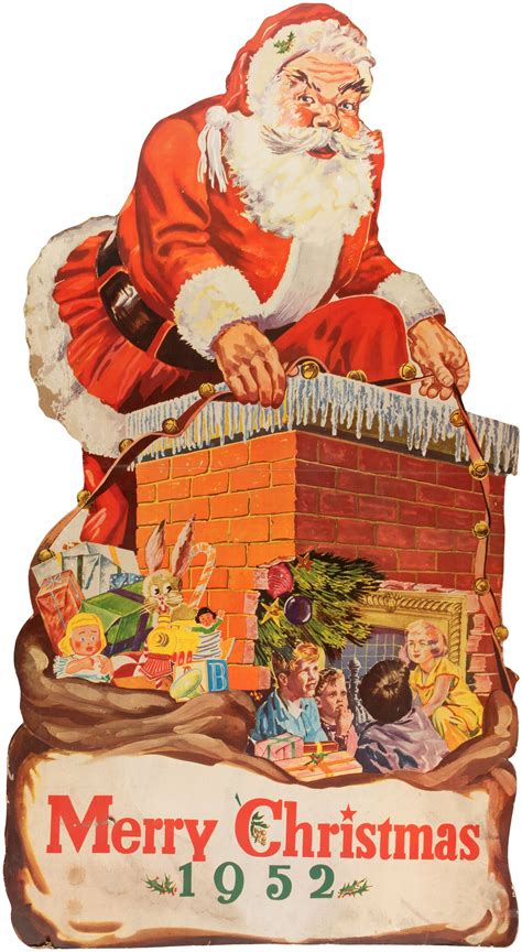 Hakes Merry Christmas 1952 Large Santa Claus Store Standee