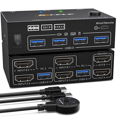 USB3 0 KVM Switch 2 Monitor HDMI 4K 60Hz KVM Switch 2 Pc 2 Monitore