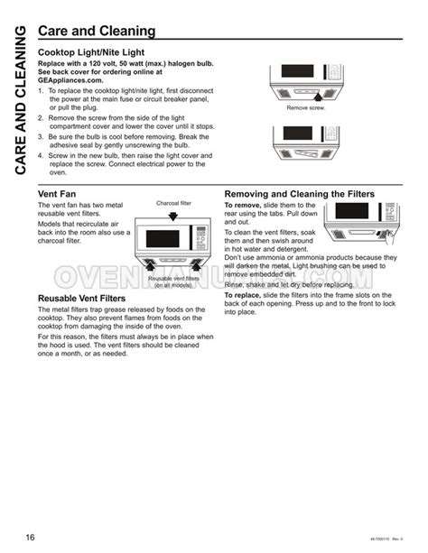 GE JVM3160RFSS Microwave Oven Owner's Manual