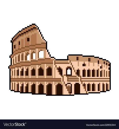 Pixel Roman Coliseum Wonders Of The World Vector Image