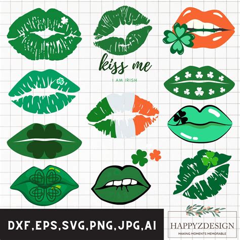 Shamrock Lips Svg St Patrick S Lips Svg Green Lips Svg Bundle Lips