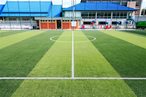 Soccer or Football Artificial Green Grass Field with Empty Player Stock ...